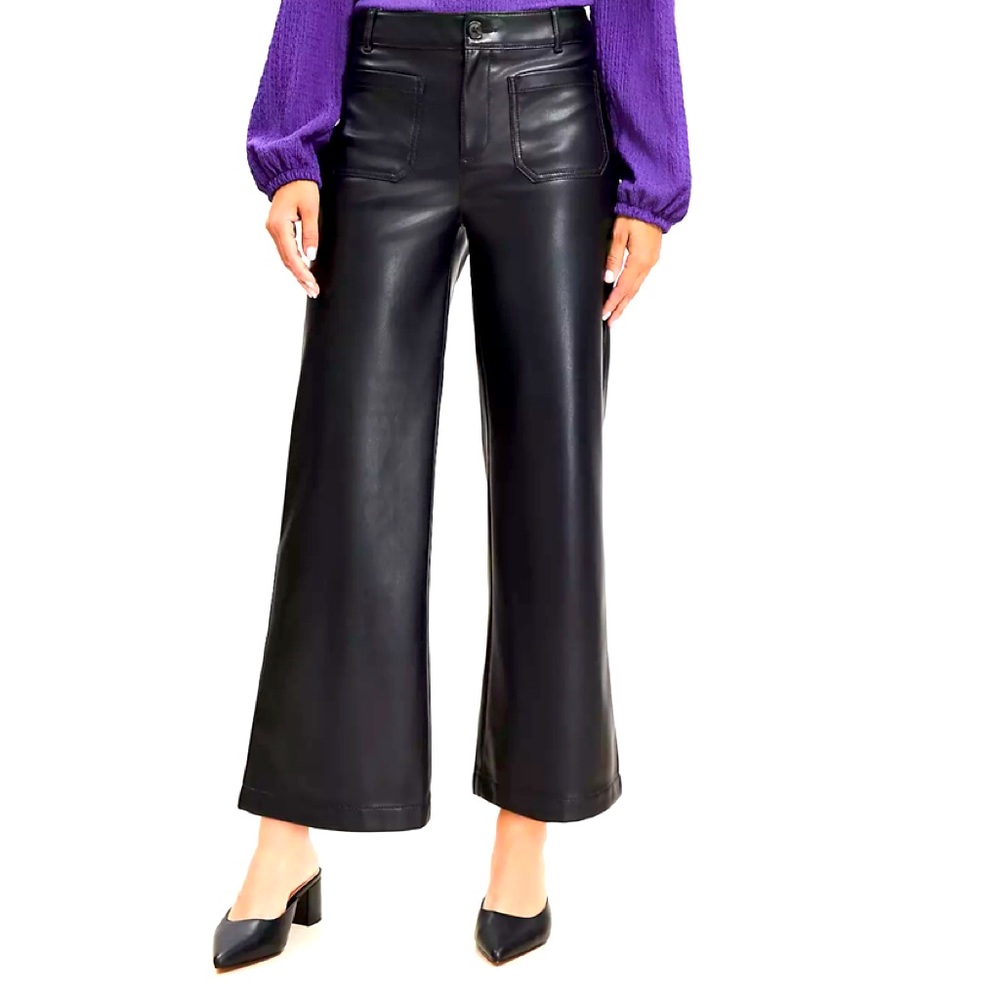 LOFT Palmer wide leg crop/ ankle leather pants